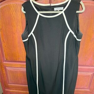 Kasper Black Midi Sheath Dress with White Piping